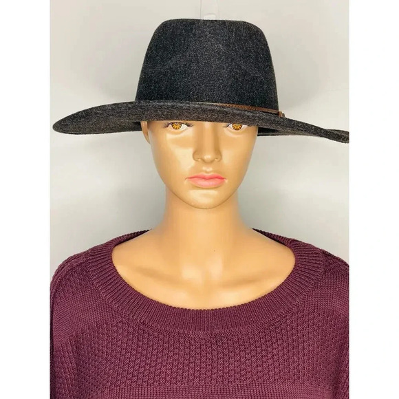 C. C. wide brim felt hat black with brown band - Picture 3 of 8